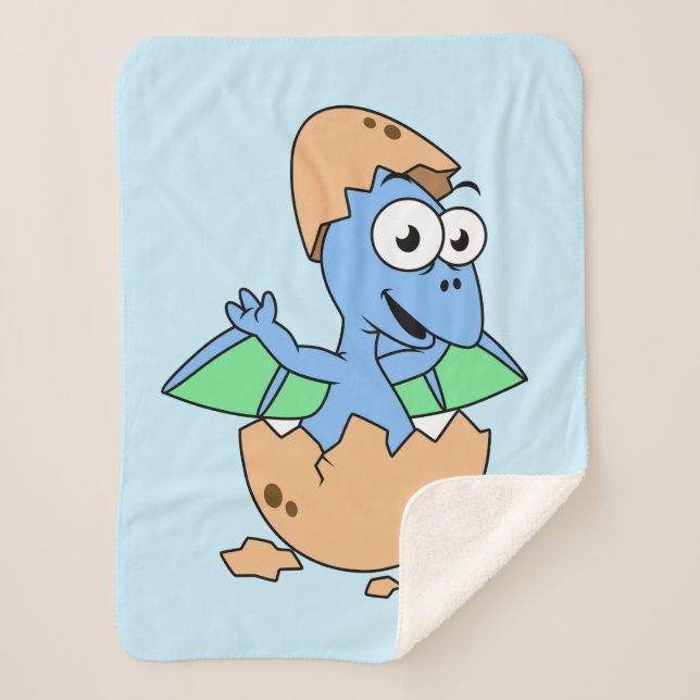Manta Sherpa Un Ilustracion Cuidadoso De Un Bebé Pterodáctilo H (Anverso)