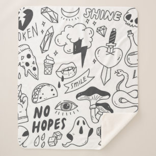 Manta Sherpa Un lindo doodle de graffiti