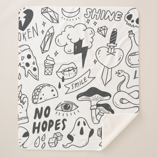 Manta Sherpa Un lindo doodle de graffiti (Anverso)