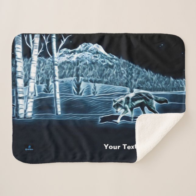 Manta Sherpa Un lobo en la nieve (Anverso (horizontal))