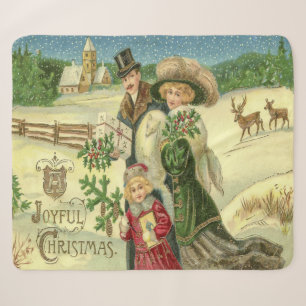 Manta Sherpa Un Navidad alegre y vintage