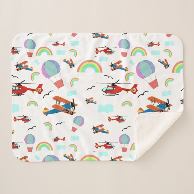 Manta Sherpa Un patrón de vuelo para niños en blanco (Anverso (horizontal))