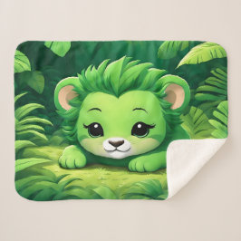 Manta Sherpa Un peine de leones verde relajándose en la jungla