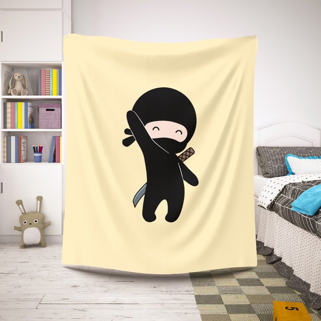 Manta Sherpa Un pequeño Ninja feliz amarillo (Subido por el creador)