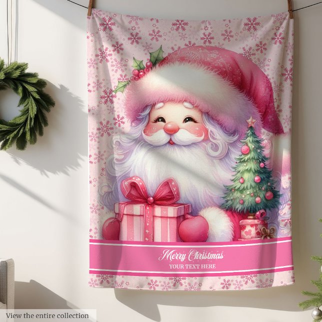 Manta Sherpa Un regalo de vacaciones para los Chicas de la mant (Cute Pink Santa Name Blanket Girls Holiday Gift)