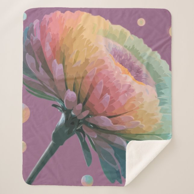 Manta Sherpa Una fascinante flor de Aster en 3D en tonos pastel (Anverso)