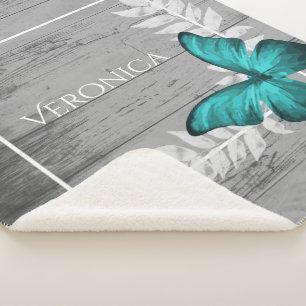Manta Sherpa Una mariposa verde azulada Rústica Personalizada S