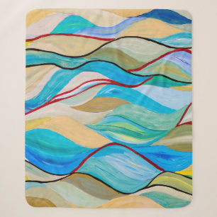 Manta Sherpa Una pintura abstracta con formas onduladas en la p