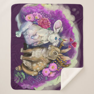 Manta Sherpa Unibunny Kisses Jackalope Amor mágico