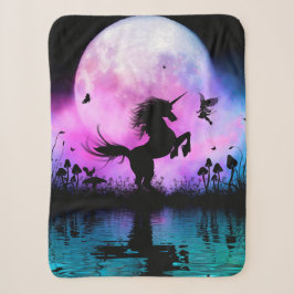 Manta Sherpa Unicornio con pequeño hada
