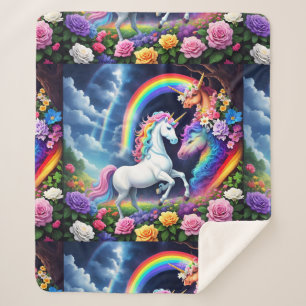 Manta Sherpa Unicornio de Arcoíris Uno