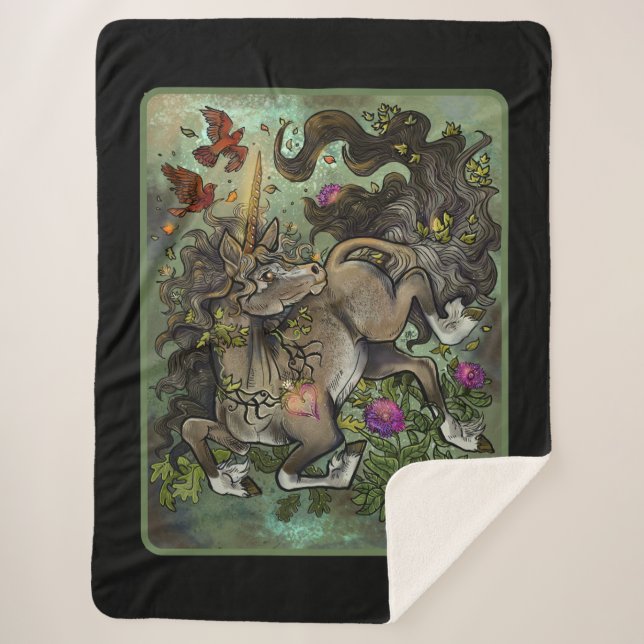 Manta Sherpa Unicornio de corazón salvaje (Anverso)