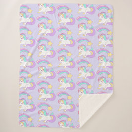 Manta Sherpa Unicornio durmiente con estrella de tiro colorido