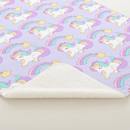 Manta Sherpa Unicornio durmiente con estrella de tiro colorido