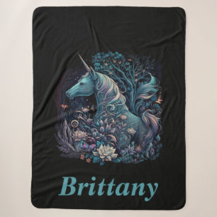 Manta Sherpa Unicornio místico - Bosque de fantasías personaliz