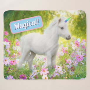 Manta Sherpa Unicornio Poni Blanco