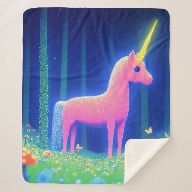 Manta Sherpa Unicornio rosa (Anverso)