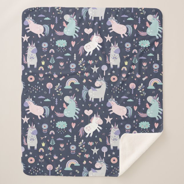 Manta Sherpa Unicornios Sherpa Blanket (Anverso)