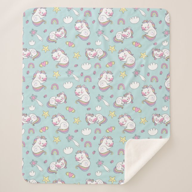 Manta Sherpa Unicornios Sherpa Blanket (Anverso)