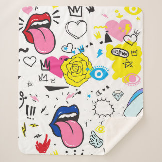 Manta Sherpa Universal trend hand drawing seamless pattern. Tre