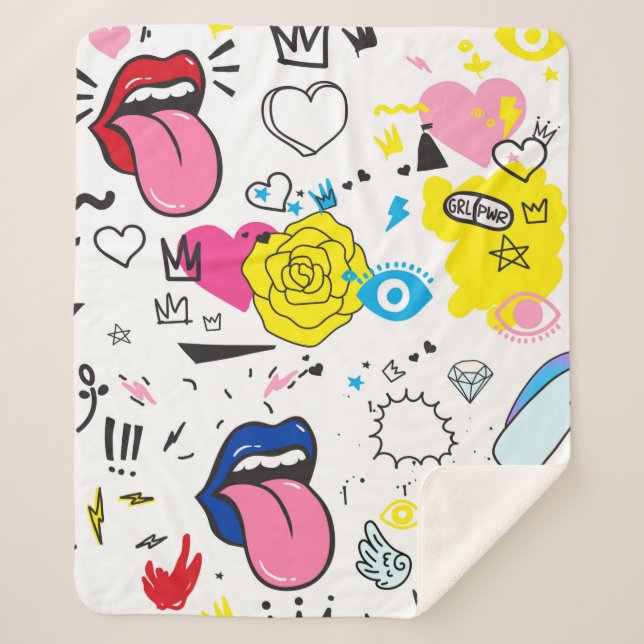 Manta Sherpa Universal trend hand drawing seamless pattern. Tre (Anverso)