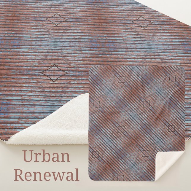 Manta Sherpa Urban Grunge Mottled Blue Red Stripes (Subido por el creador)