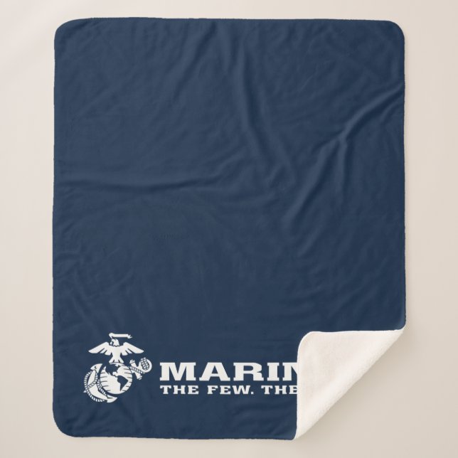 Manta Sherpa USMC Los Pocos Logo Del Orgullo - Blanco (Anverso)