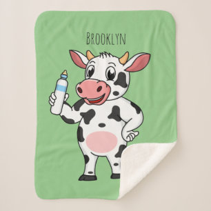 Manta Sherpa Vaca feliz con personalizado de biberón