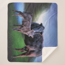 Manta Sherpa Vaca y ternera de ángulos negros