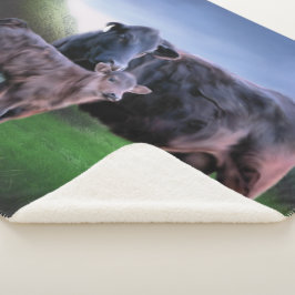 Manta Sherpa Vaca y ternera de ángulos negros