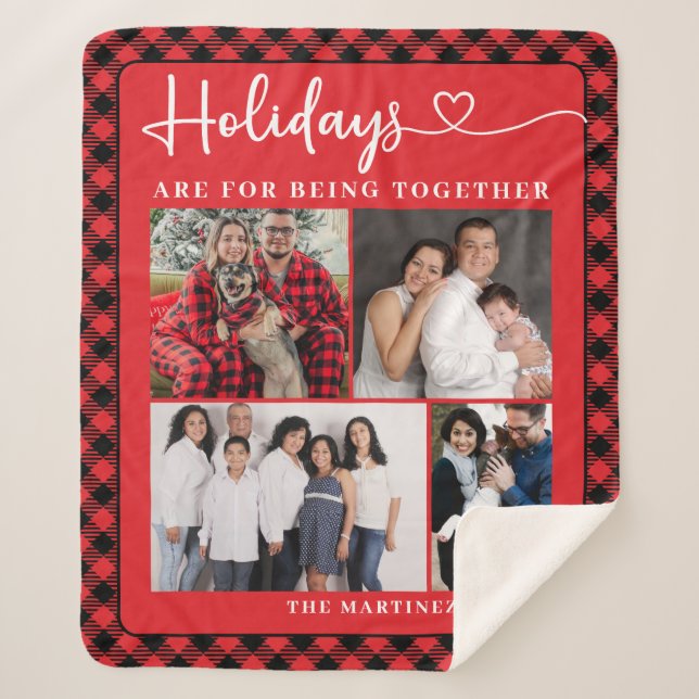Manta Sherpa Vacaciones de Collage de fotos familiar para estar (Anverso)