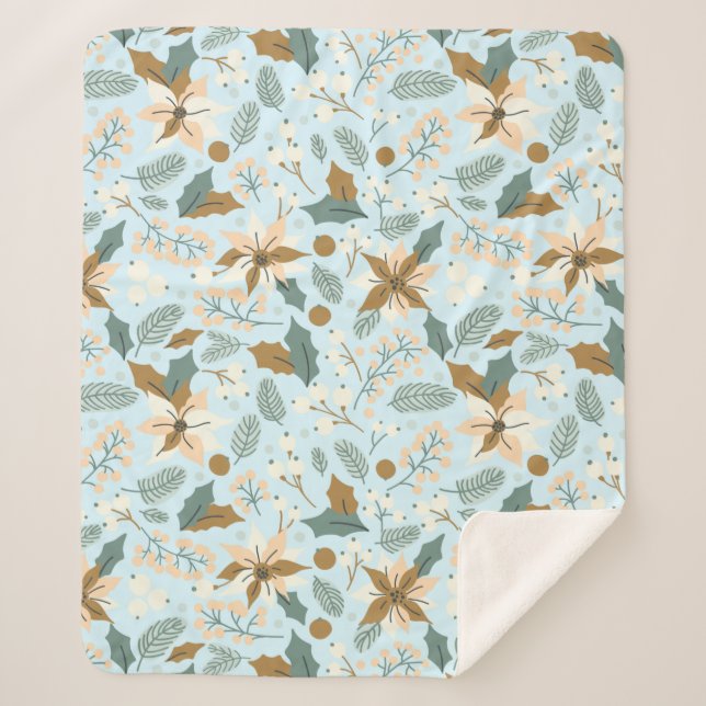 Manta Sherpa Vacaciones de invierno de Poinsettia (Anverso)