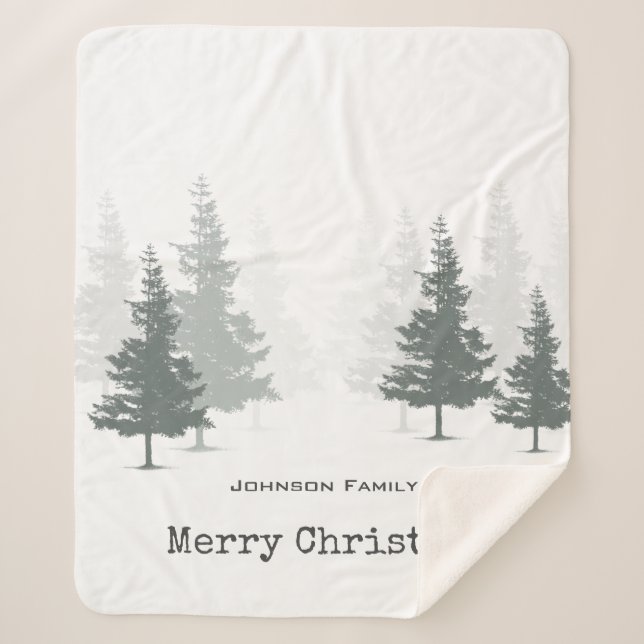 Manta Sherpa Vacaciones de los Navidades Pine Forest (Anverso)