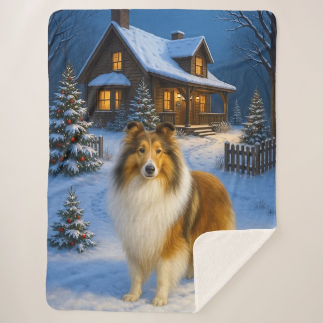 Manta Sherpa Vacaciones de Rough Collie  (Anverso)