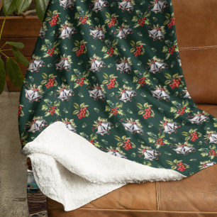 Manta Sherpa Vacaciones navideñas vírgenes, campanas plateadas 