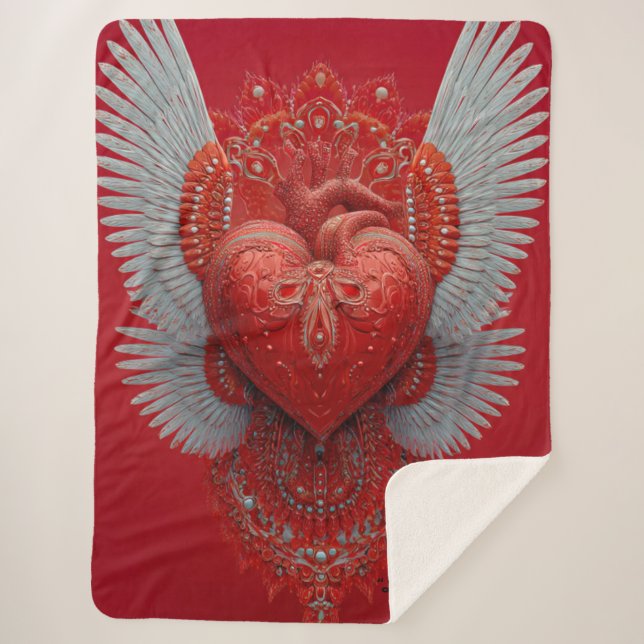 Manta Sherpa "Valentine Love Wings" (Anverso)