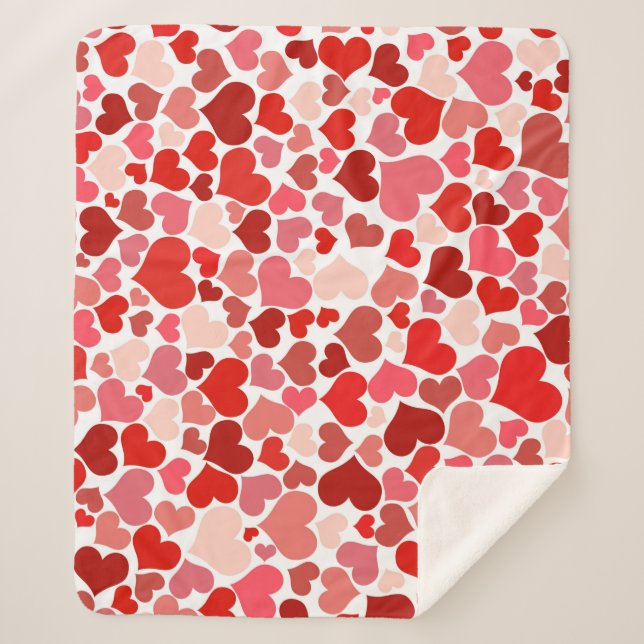 Manta Sherpa Valentine's Day Hearts Pattern (Anverso)