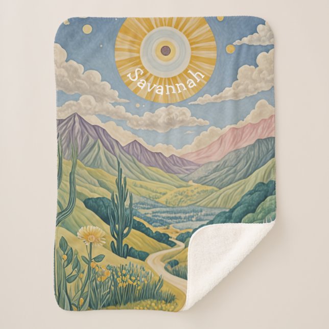 Manta Sherpa Valle Tranquilo: Paisaje Pastel (Anverso)