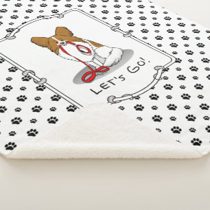 Manta Sherpa ¡Vamos! (paseo) Papillon (blanco y rojo) Perro Cut