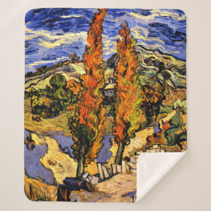Manta Sherpa Van Gogh - Dos álamos en una colina