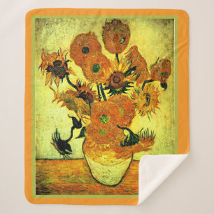 Manta Sherpa Van Gogh - Sunflowers 14, famosa pintura,