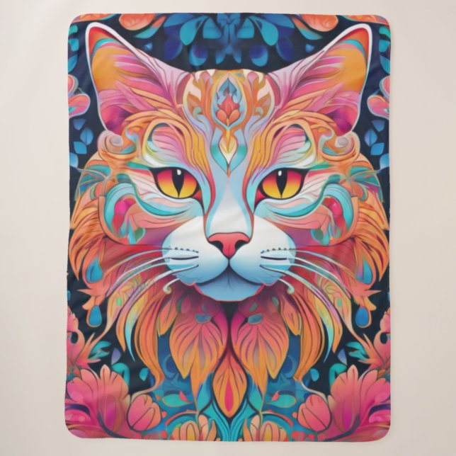 Manta Sherpa Vector Cat Sherpa Blanket (Anverso)