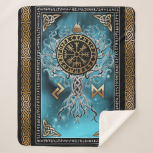 Manta Sherpa Vegvisir Yggdrasil Runas Vikingas Nórdicas