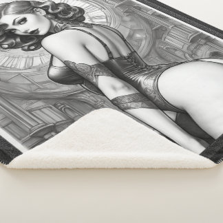 Manta Sherpa Velaria Retro Edad Pin Up Retrato Chica