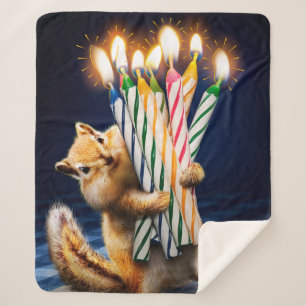 Manta Sherpa Velas de cumpleaños de ardilla de tierra