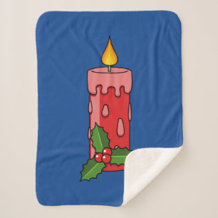 Manta Sherpa Velas del pilar rojo navidad con Holly