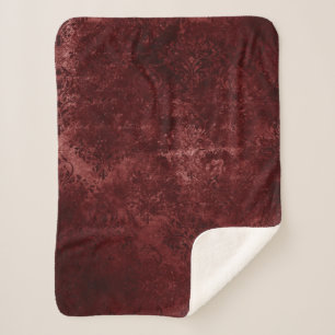 Manta Sherpa Velvety Henna Damask Grunge con angustia roja