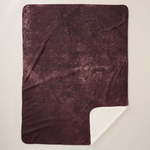 Manta Sherpa Velvety Wine Damask Bordeaux Sangria Grunge Glam