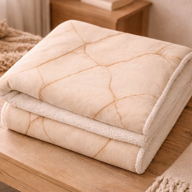 Manta Sherpa Venas de Piedra Dorada (Soft stone tones traced with warm veining, made for grounded living spaces.)