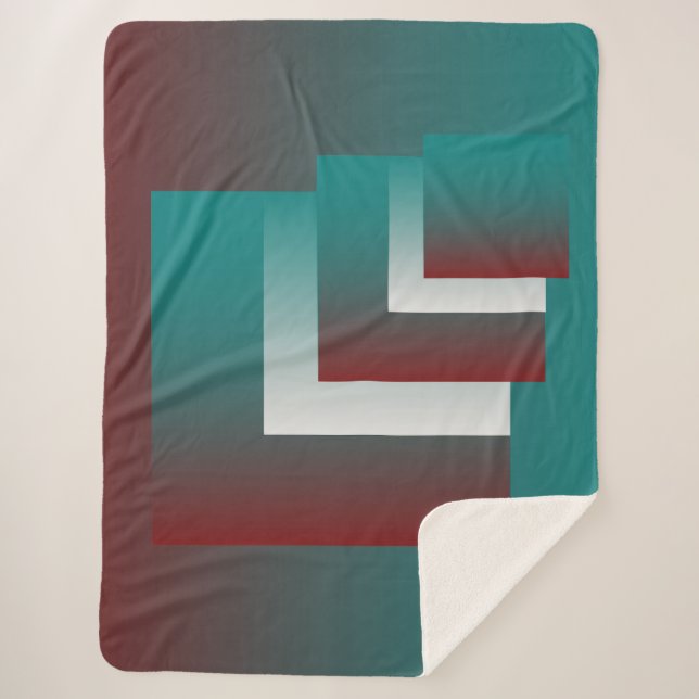 Manta Sherpa Ventanas en blanco burdeos verde azulado (Anverso)